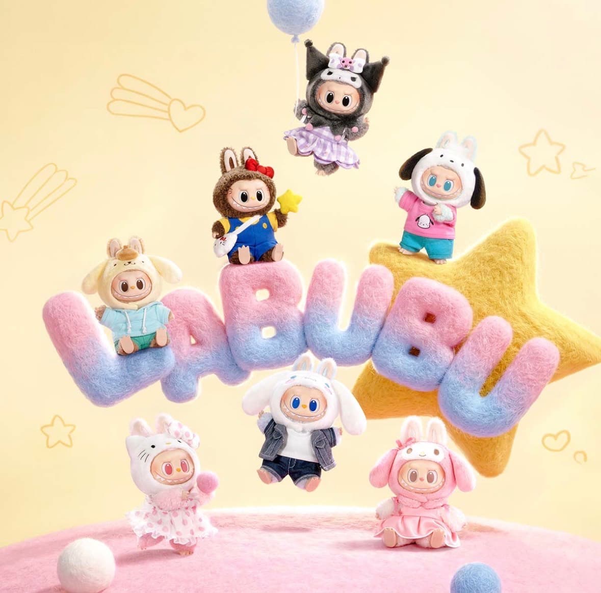 THE MONSTERS × Hello Kitty and Friends Series-Vinyl Plush Pendant Blind Box